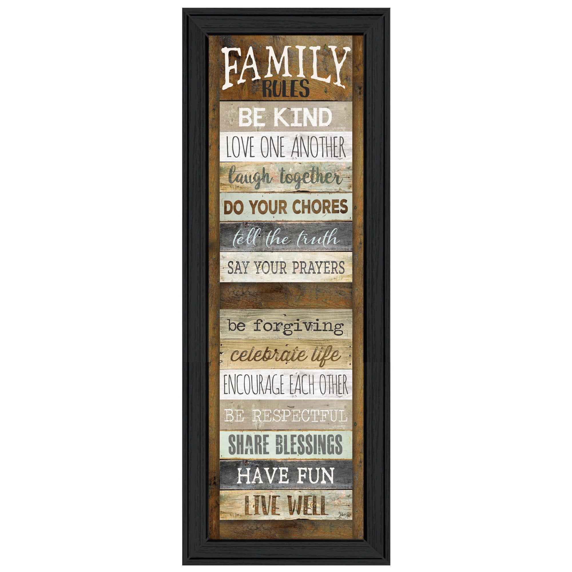 'Family Rules Shutter' By Marla Rae, Ready to Hang Framed Print, Black Frame