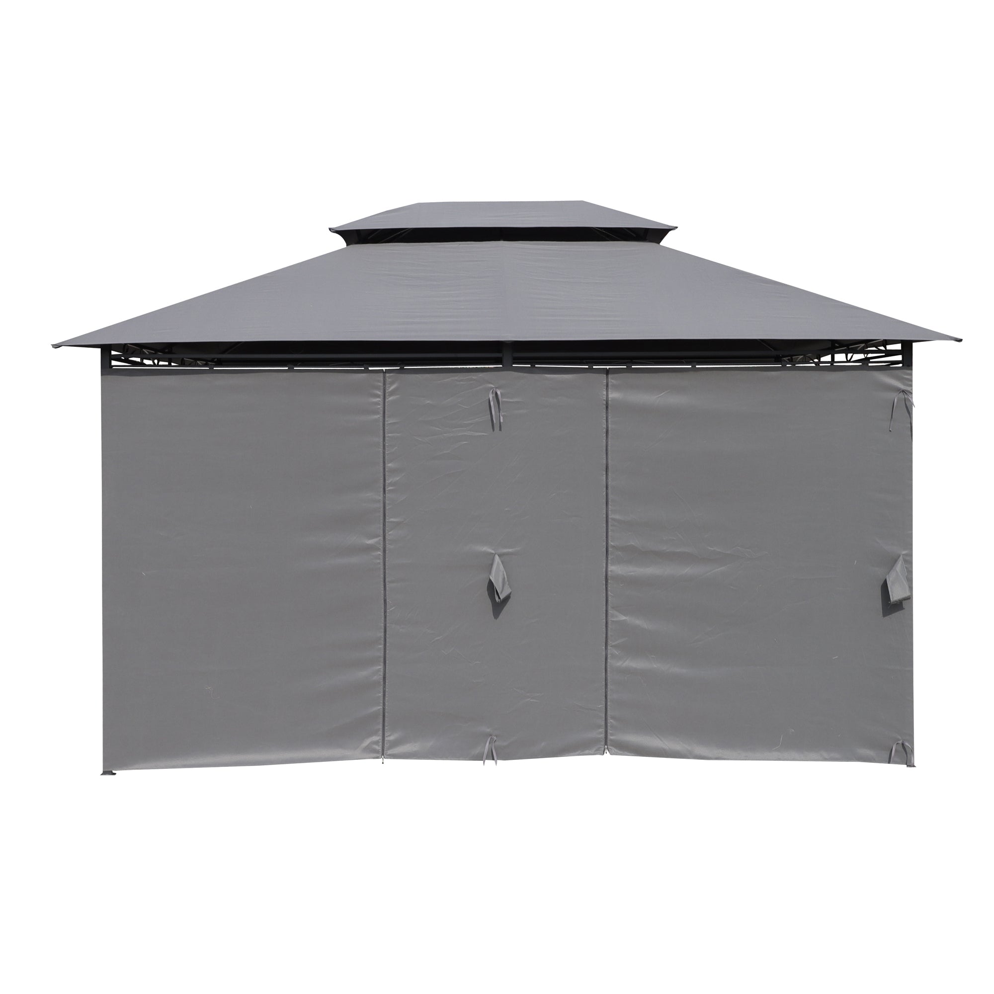 13x10 ft Outdoor Patio Gazebo Canopy Tent with Ventilated Double Roof and Side Wall (Detachable Curtain Included on All Sides), Suitable for Lawn, Garden, Backyard and Deck - Grey