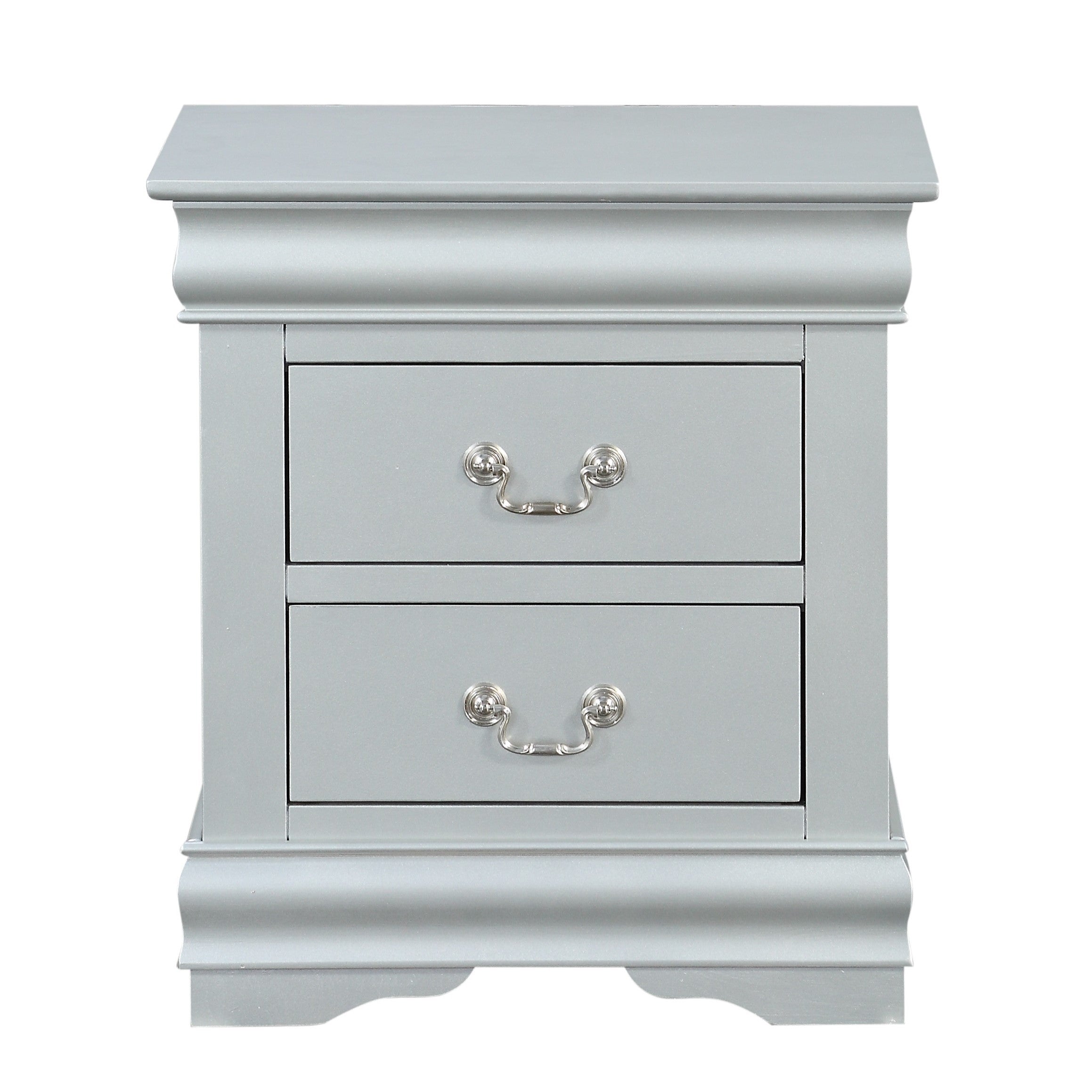 1pc Traditional Classic Platinum Finish 2-Drawers Nightstand Wooden Bedroom Furniture