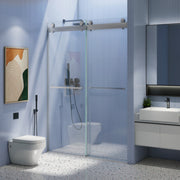 44 to 48 in. W x 76 in. H Double Sliding Frameless Soft-Close Shower Door, Premium 3/8 Inch (10mm) Thick Tampered Glass and Easy-cleaning Coating, Chrome 23D02-48C