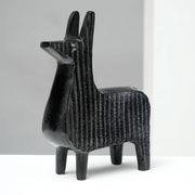 Black Ribbed Llama Sculpture– Aluminum Table Décor-6x8'