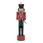Classic Iron Nutcracker Holiday Decor in Green and Red with Durable Iron Construction, 64.75 Inches Tall