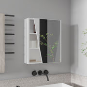 Quintana Wall-Mounted Mirror Medicine Cabinet With One Door And Four Open Compartments, White