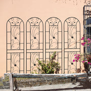 4 Pack Metal Garden Trellis 86.7' x 19.7' Rustproof Trellis for Climbing Plants Outdoor Flower Support Peacock Style Black