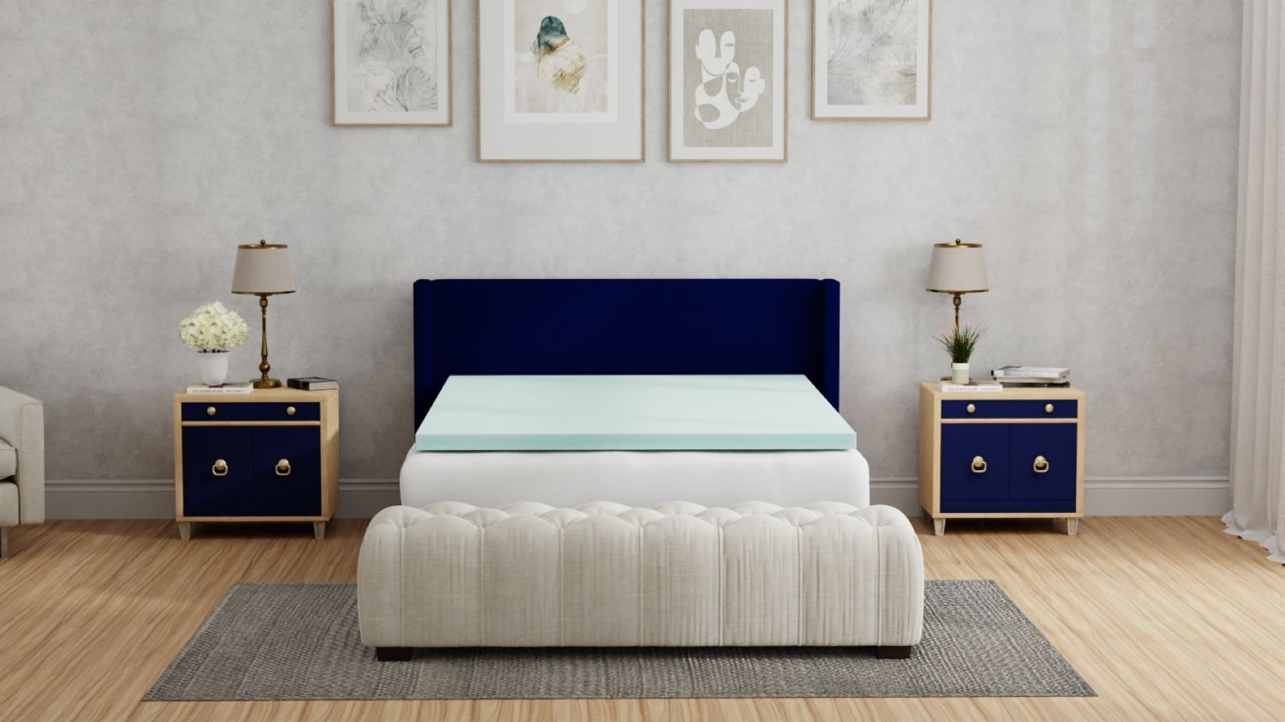 Omne Sleep Plush 3 Inch Full Memory Foam Cooling Mattress Topper