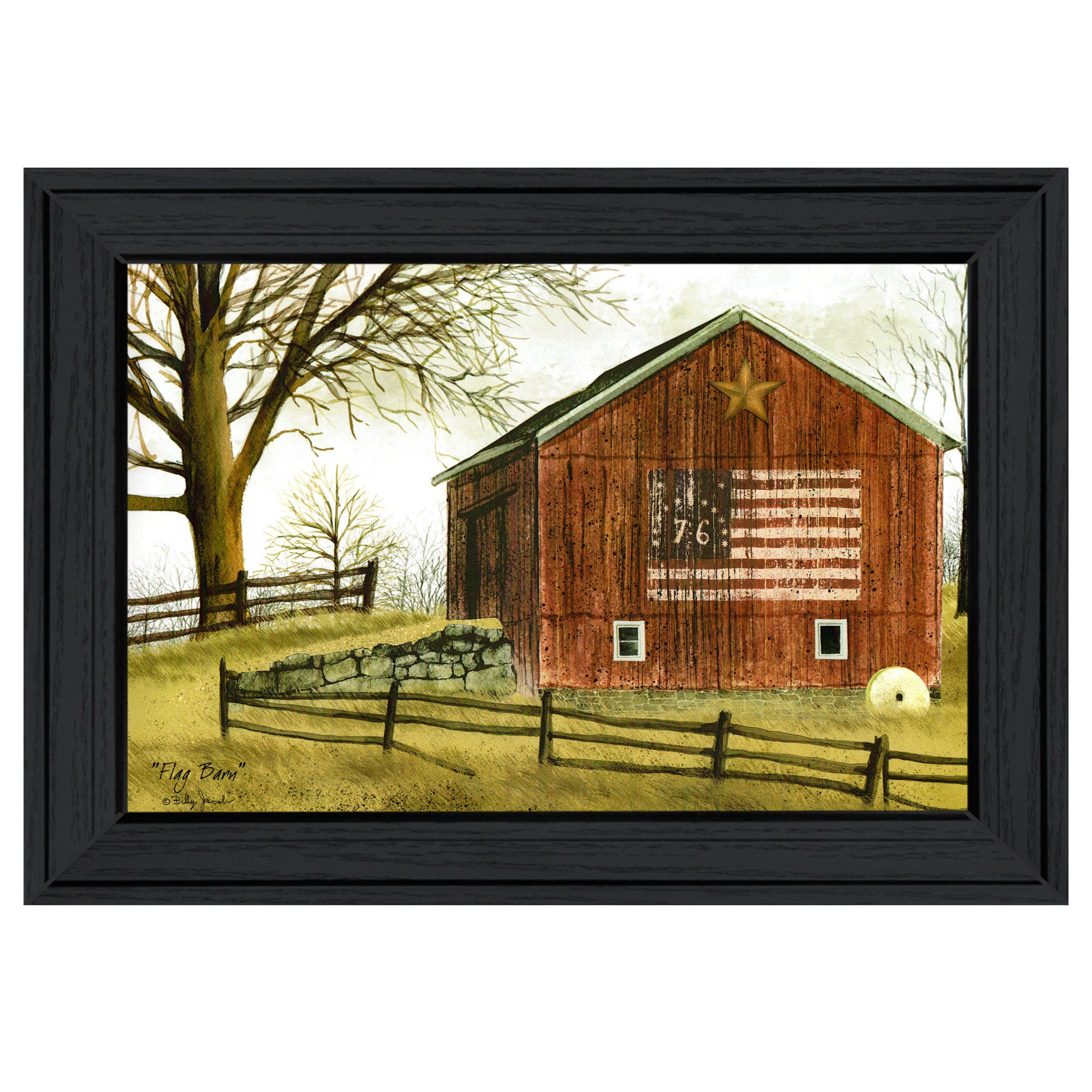 'Flag Barn' By Billy Jacobs, Ready to Hang Framed Print, Black Frame