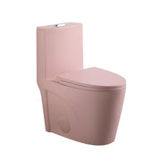 Modern Fan-Shaped Design One-Piece Toilet with Elongated Bowl and Soft Close Seat, Dual Flush 1.1/1.6 GPF, Pink Ceramic, ADA Height 17'