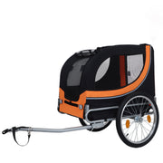Large Folding Bike Trailer for Dogs – 66LB Capacity All-Terrain Pet Carrier, Durable Steel Frame for Cycling, Jogging, Camping & Outdoor Adventures, Black- Orange