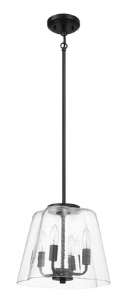 Soiree Four Candle Lights Pendant With Clear Glass - Black Finish