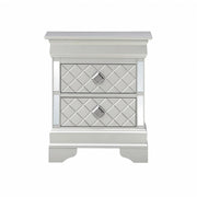 Sleek Silver Champagne Nightstand with Two Spacious Drawers in Particle Board, 24x21x16 Inches