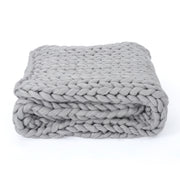 Charming Acrylic Throw Blanket with Knitted Design in Silver, 50x60 Inches