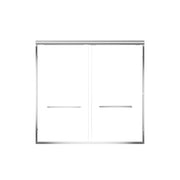 Aluminum Frame Double Sliding Soft-Close Bathtub Shower Door with Chrome Finish, 1/4 Inches Tempered Glass and Dual 304 Stainless Steel Handles, 60 Inches W x 57 Inches H