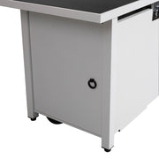 Steel Outdoor Fire Pit Table with Lid, Rust-Resistant, White, 25 H x 42 W