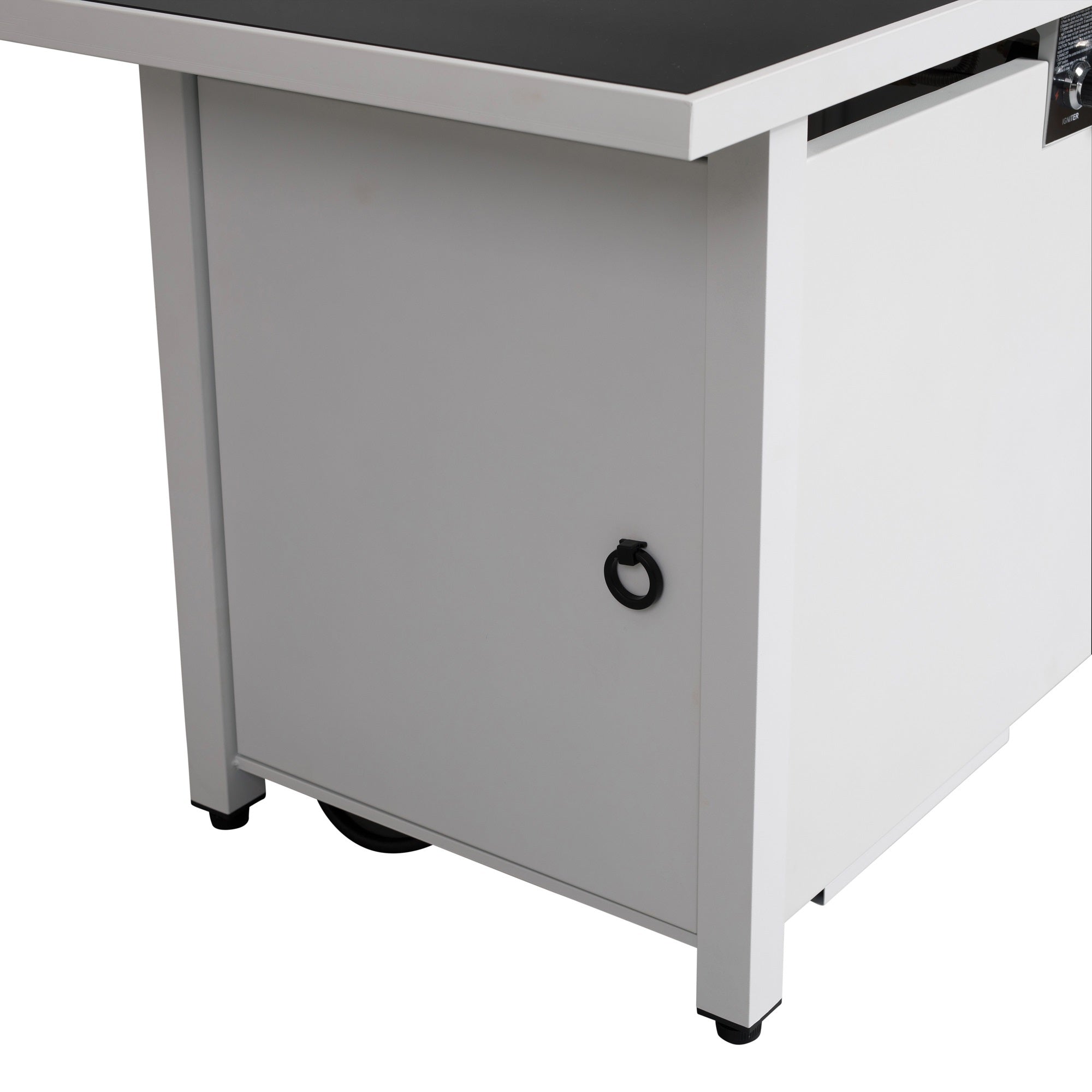 Steel Outdoor Fire Pit Table with Lid, Rust-Resistant, White, 25 H x 42 W