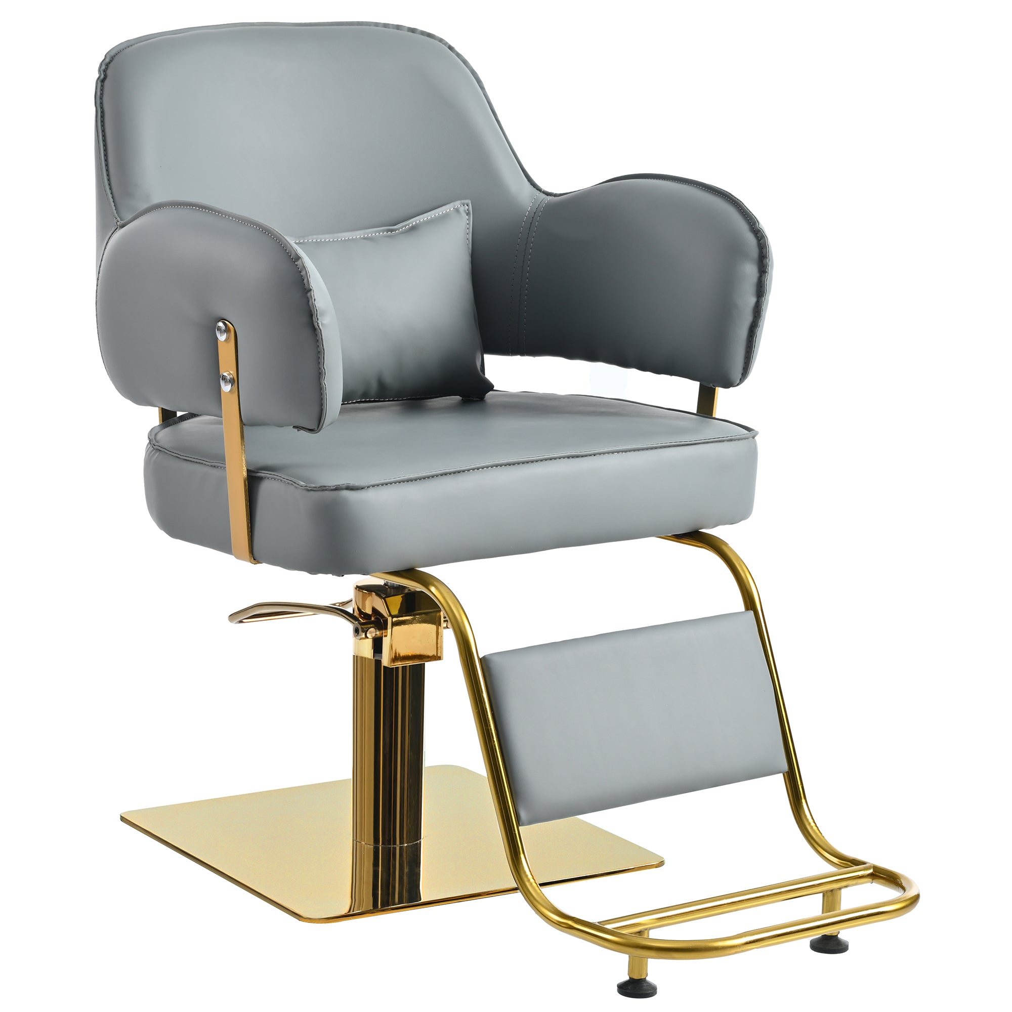 Elegant Salon Barber Chair with Heavy Duty Hydraulic Pump in Gray PU Leather, Adjustable for Beauty Salon Spa