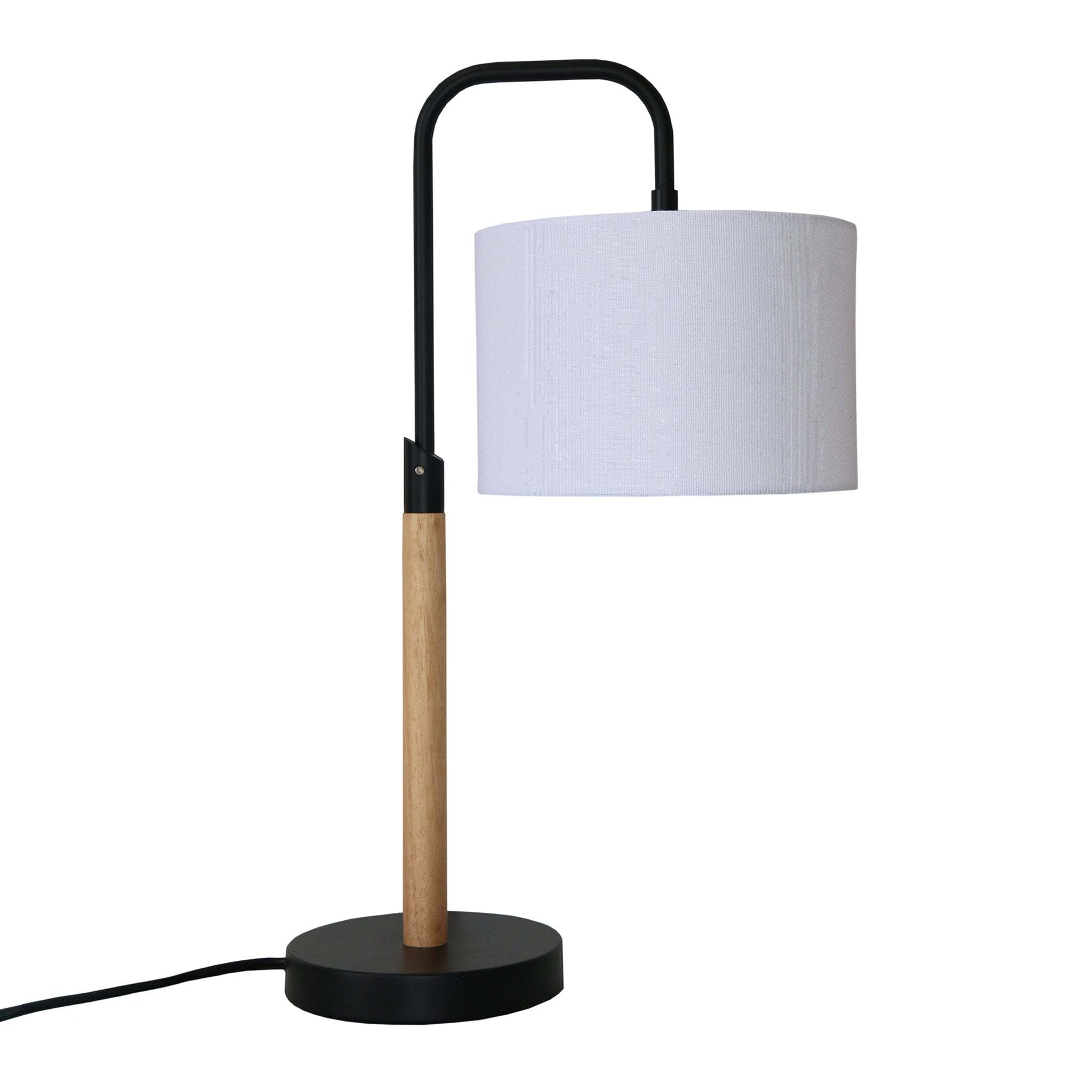 Arcus Paniz Modern Stylish Desk Lamp with Cylinder Shade in Black Metal for Bedside or Study