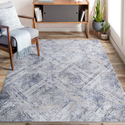 LOOM & LUXE Collection 8X10 Blue/Grey /Geometric Non-Shedding Living Room Bedroom Dining Home Office Stylish and Stain Resistant Area Rug