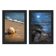 'Sea Dream Collection' 2-Piece Vignette By Robin-Lee Vieira, Printed Wall Art, Ready To Hang Framed Poster, Black Frame