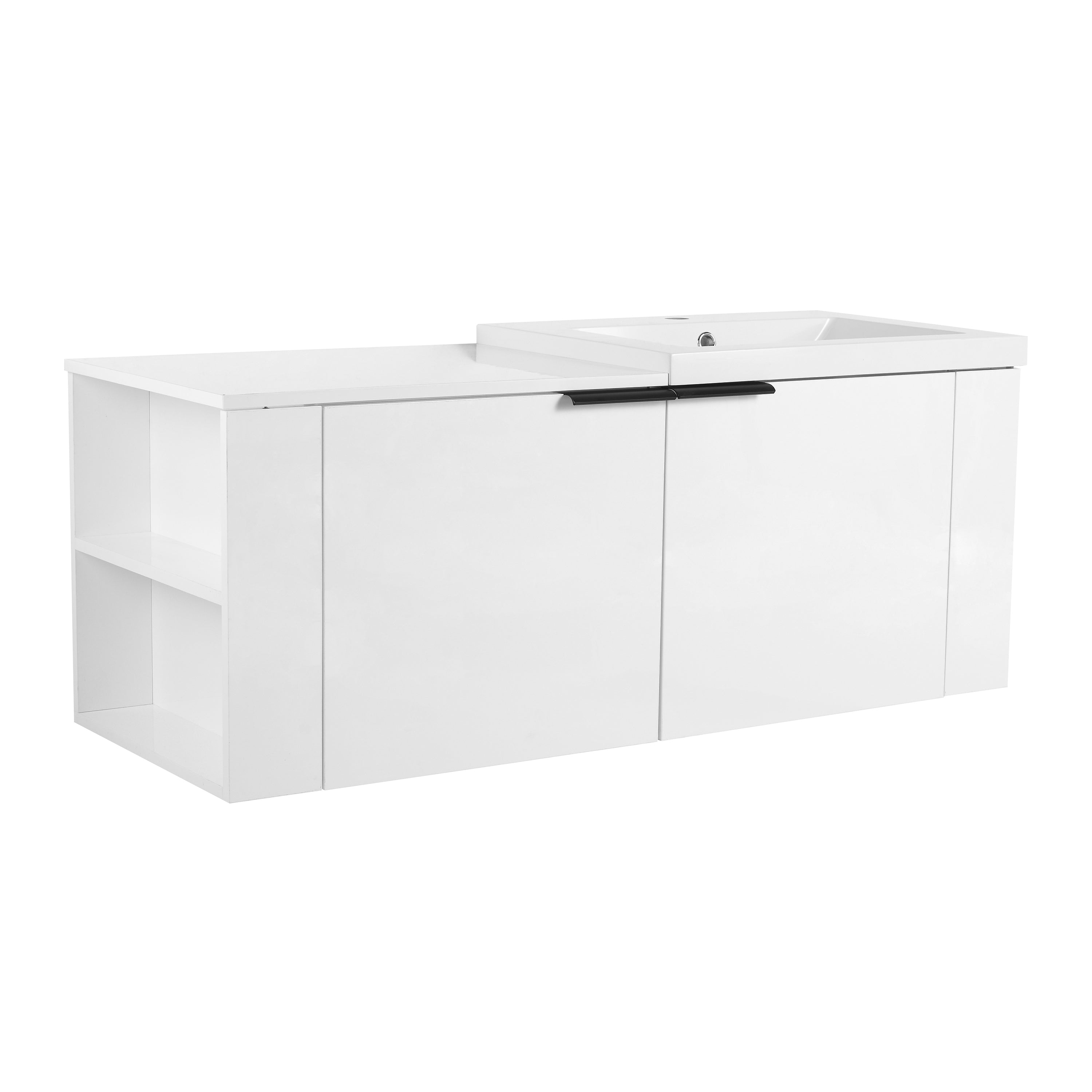 Modern 48' Bathroom Vanity Sink Combo with Spacious Storage, White Engineered Wood, for Large Spaces