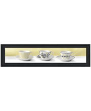 'Stack of Tea Cups -Yellow' by House Fenway, Ready to Hang Framed Print, Black Frame