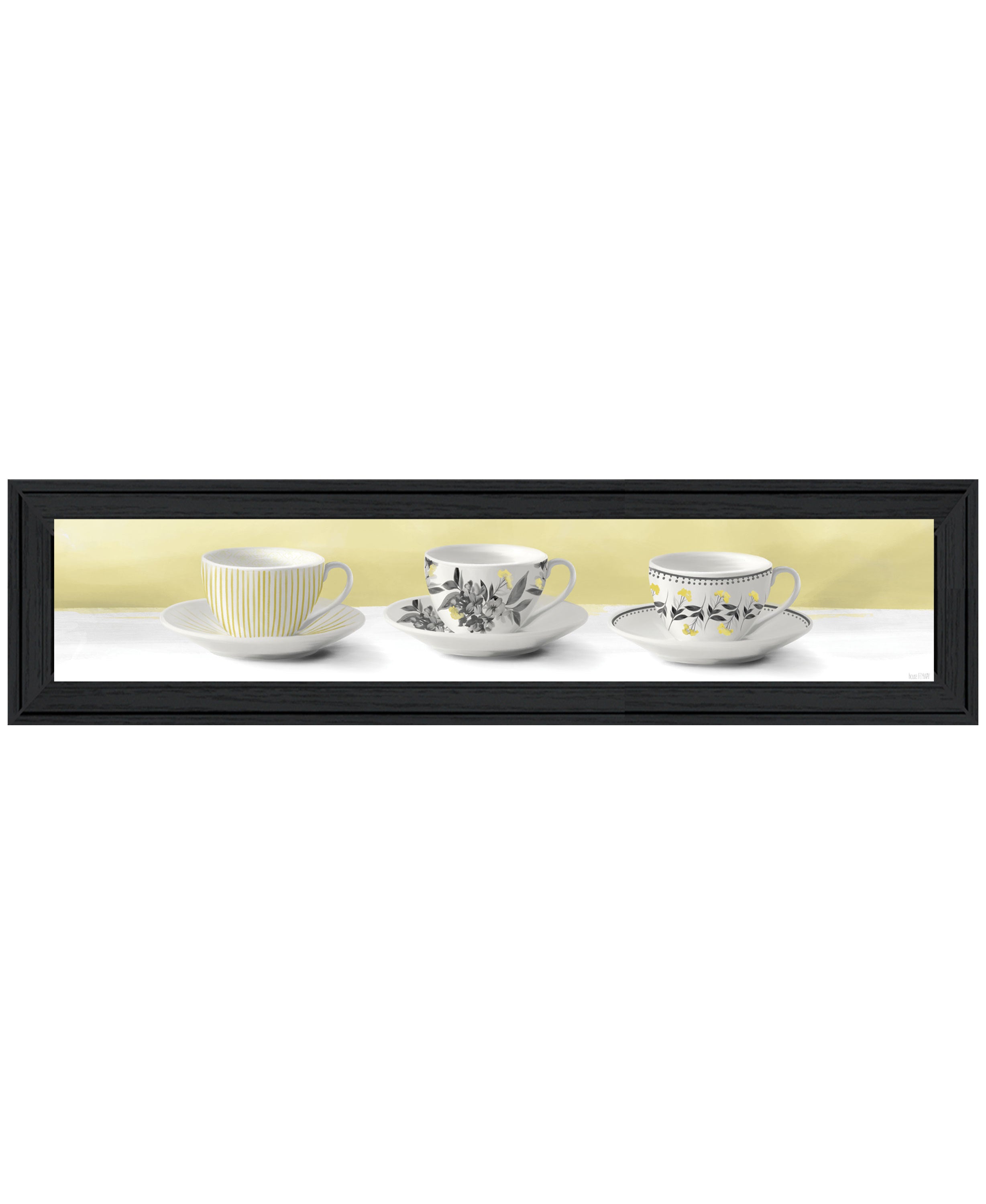'Stack of Tea Cups -Yellow' by House Fenway, Ready to Hang Framed Print, Black Frame