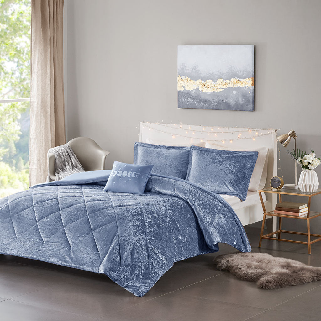 Full/Queen Velvet Duvet Cover Set with Throw Pillow