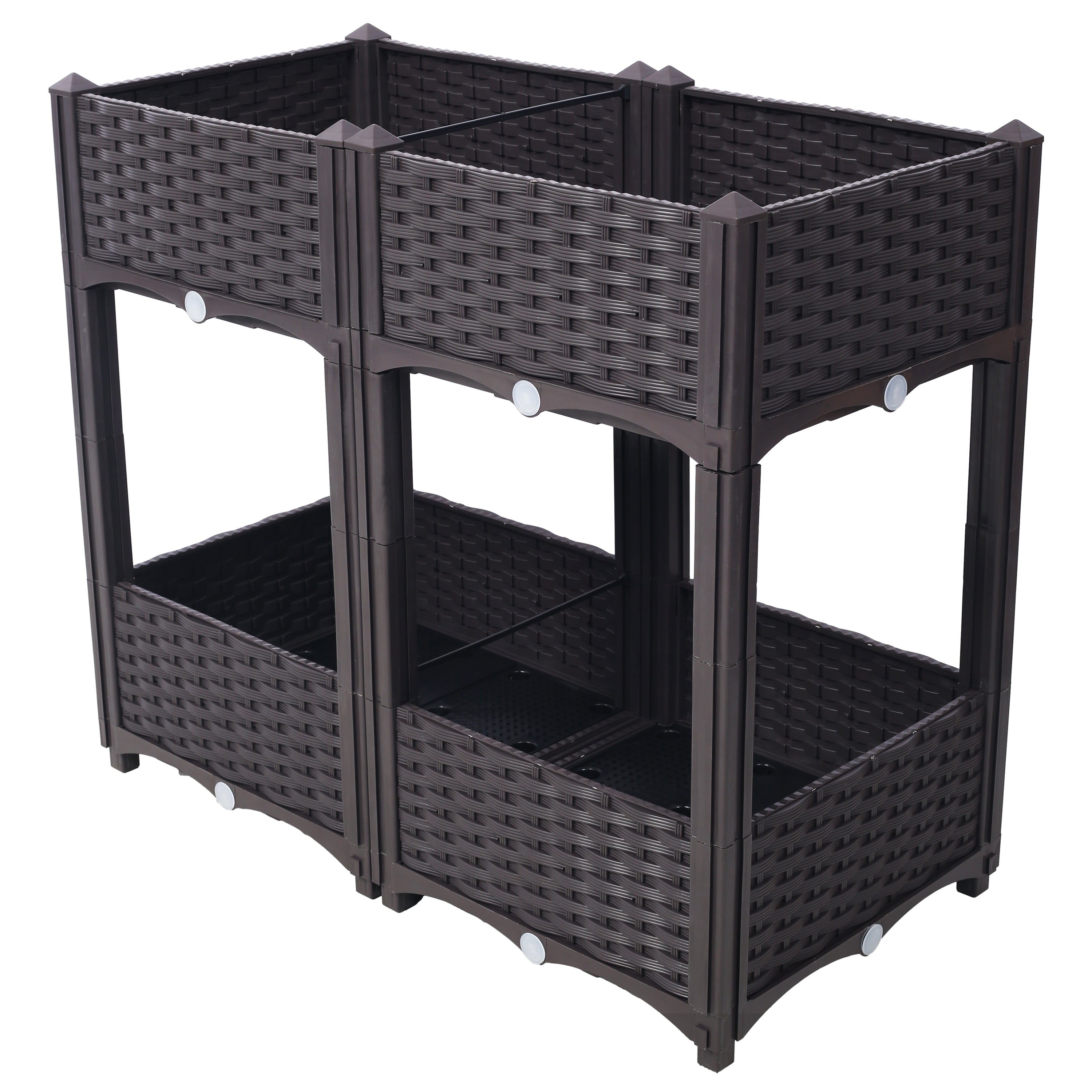 Planter Raised Beds - Elevated Planter Garden Box with Drainage Plug Raised Garden Beds for Vegetable/Flower/Herb Outdoor Standing Planter Beds Gardening Kit,Brown,31.5'x15.7'x27.7'