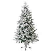 Unlit 7FT Snowy PE PVC Mixed Christmas Tree with Full Branch Tips in White