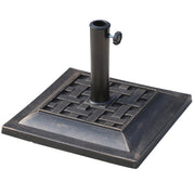 Outsunny 20 lbs Patio Market Umbrella Base Stand Resin Parasol Holder Square with Beautiful Decorative Pattern & Easy Setup, for Φ1.5', Φ1.89' Pole, for Beach, Lawn, Deck, Backyard, Garden, Bronze