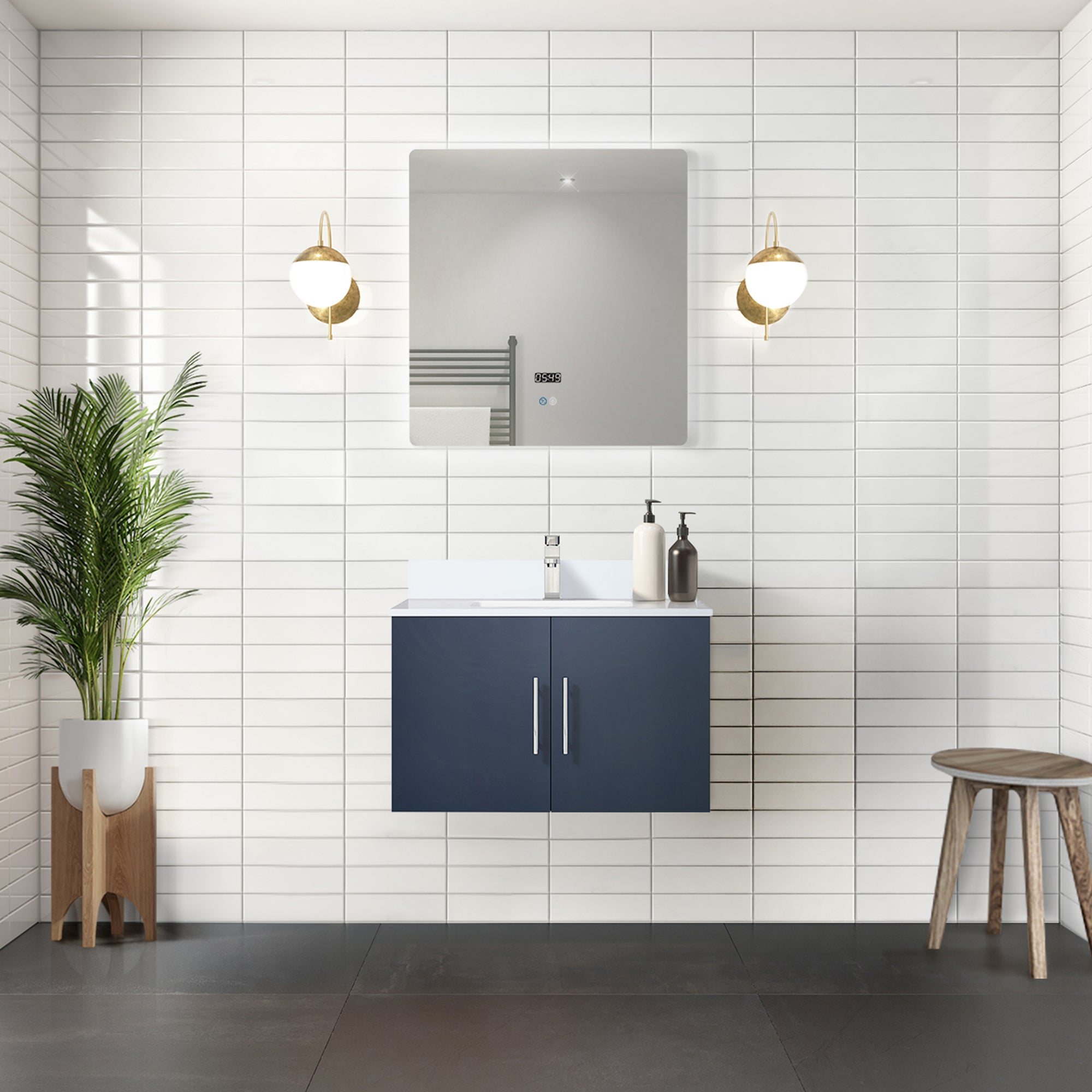 Navy Blue Bath Vanity 30 in. W x 22 in. D, with Cultured Marble Top