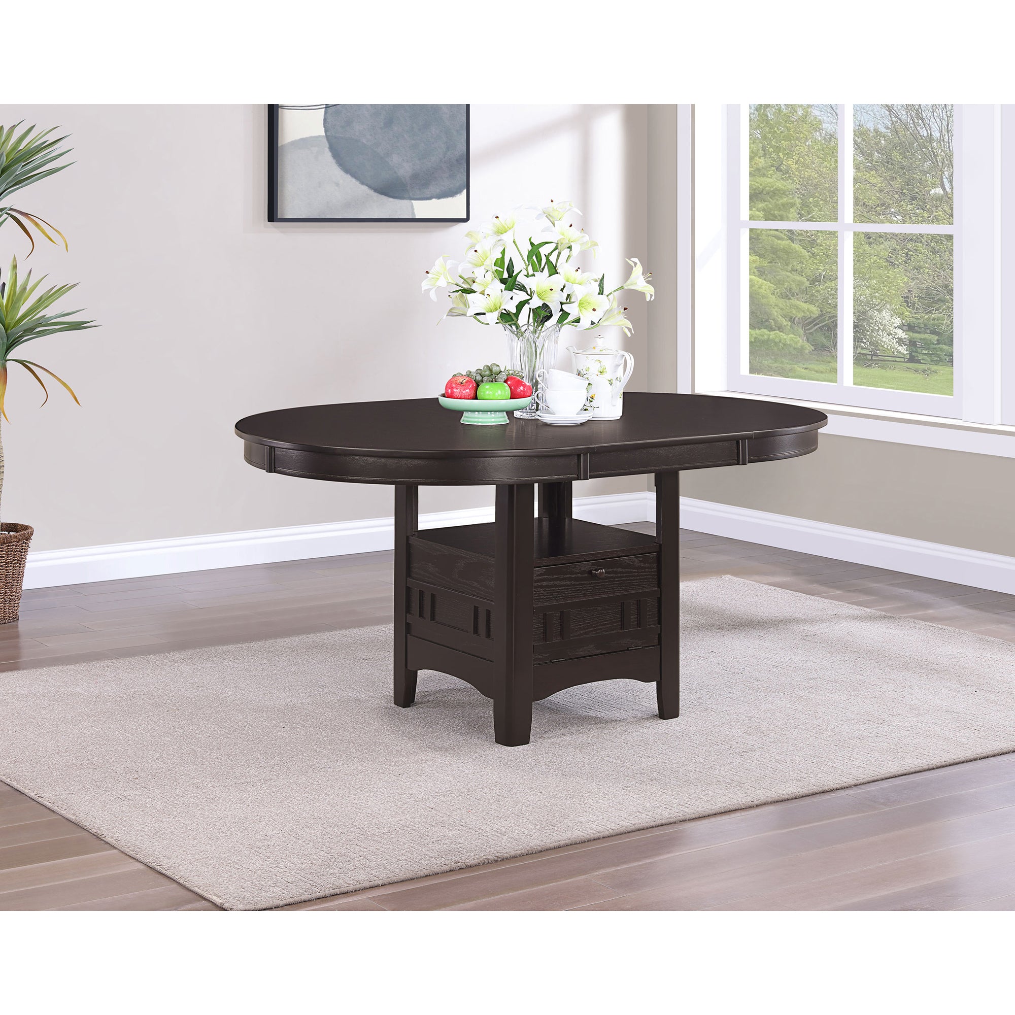Illkirch Espresso Oval Extension Leaf Dining Table