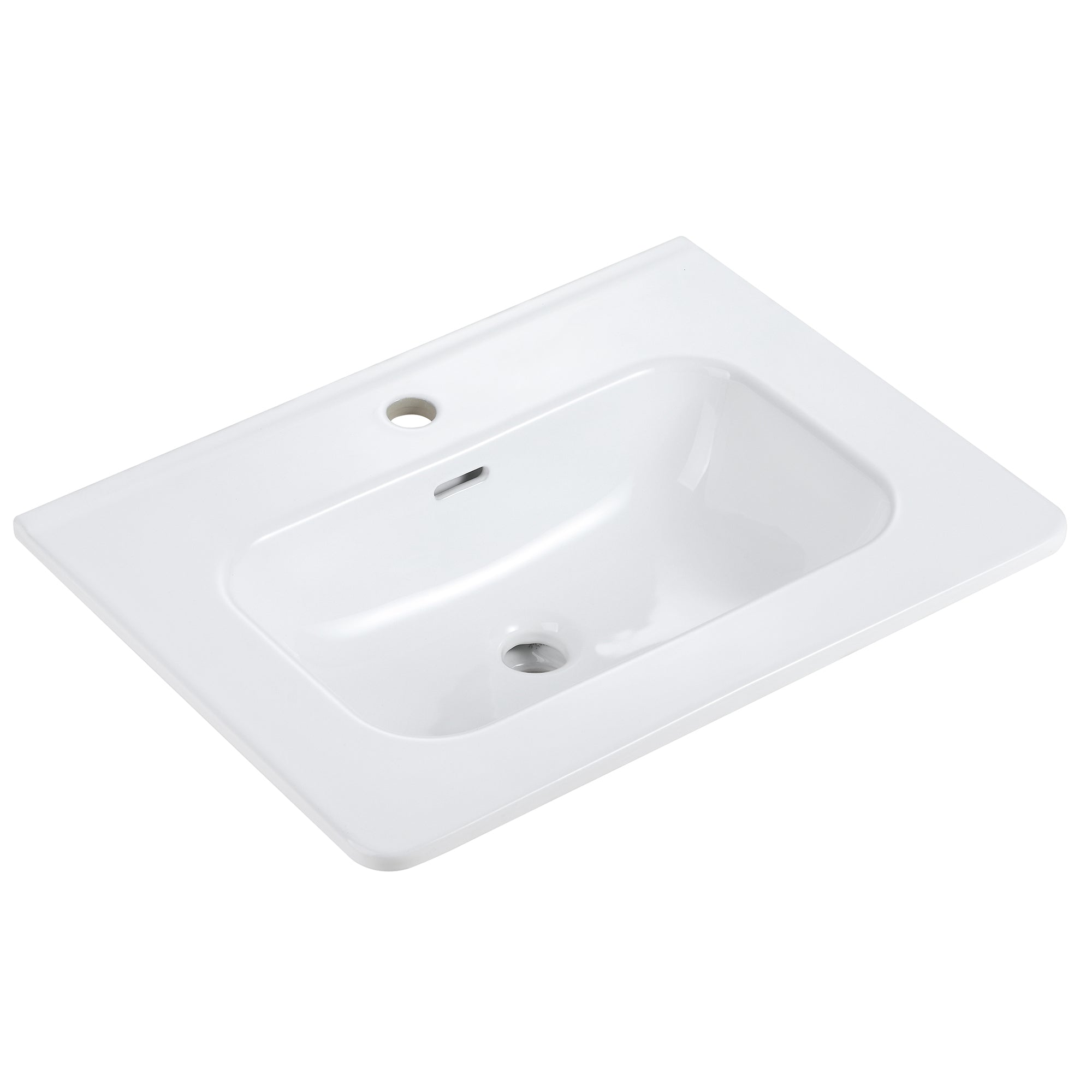 BB0424Y301, Integrated glossy white ceramic basin, drain and faucet not included
