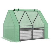 Outsunny Galvanized Raised Garden Bed with Mini Greenhouse Cover, Outdoor Metal Planter Box with 2 Roll-Up Windows for Growing Flowers, Fruits, Vegetables, and Herbs, 50' x 37.5' x 36.25', Green