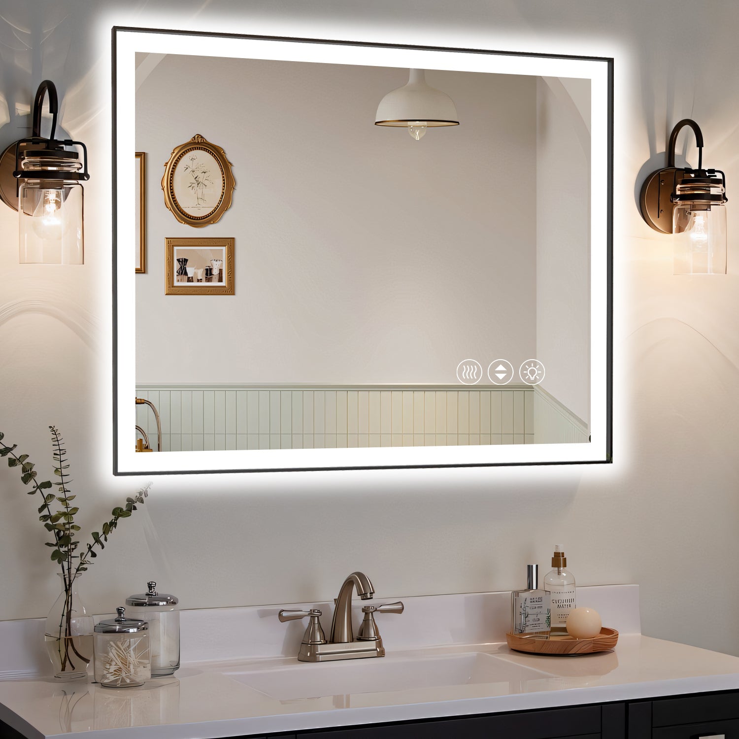 40x32 Inch Frameless LED Bathroom Mirror,Smart Mirror
