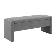 Modern Upholstered Bed End Bench with Storage in Dark Grey Linen, Large Foot Rest Stool for Living Room and Bedroom