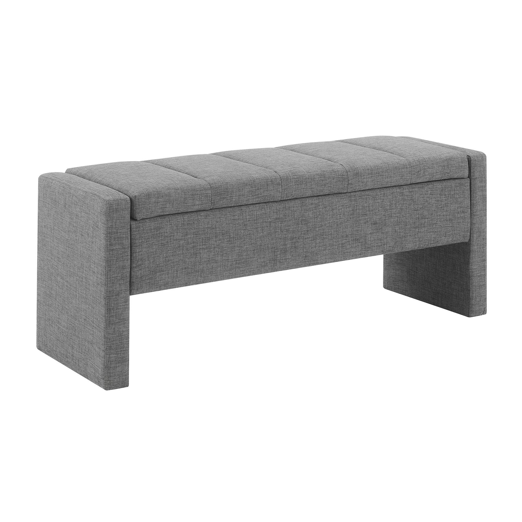 Modern Upholstered Bed End Bench with Storage in Dark Grey Linen, Large Foot Rest Stool for Living Room and Bedroom