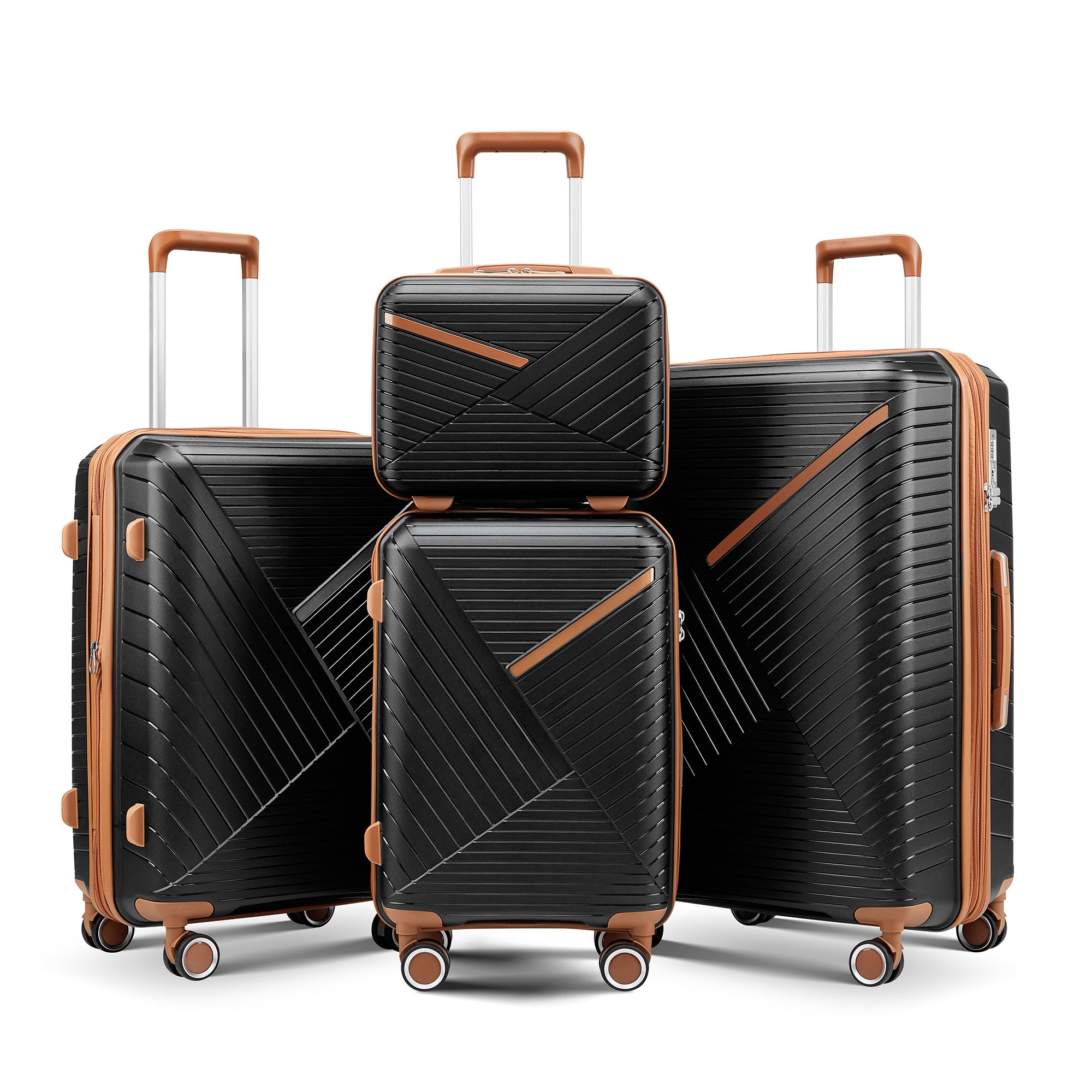 Luggage Sets 4 Piece(14/20/24/28), Expandable Lightweight Suitcase with 4 Double 360 Degrees Mute Spinner Wheels PP Materials Durable TSA Lock Travel Luggage