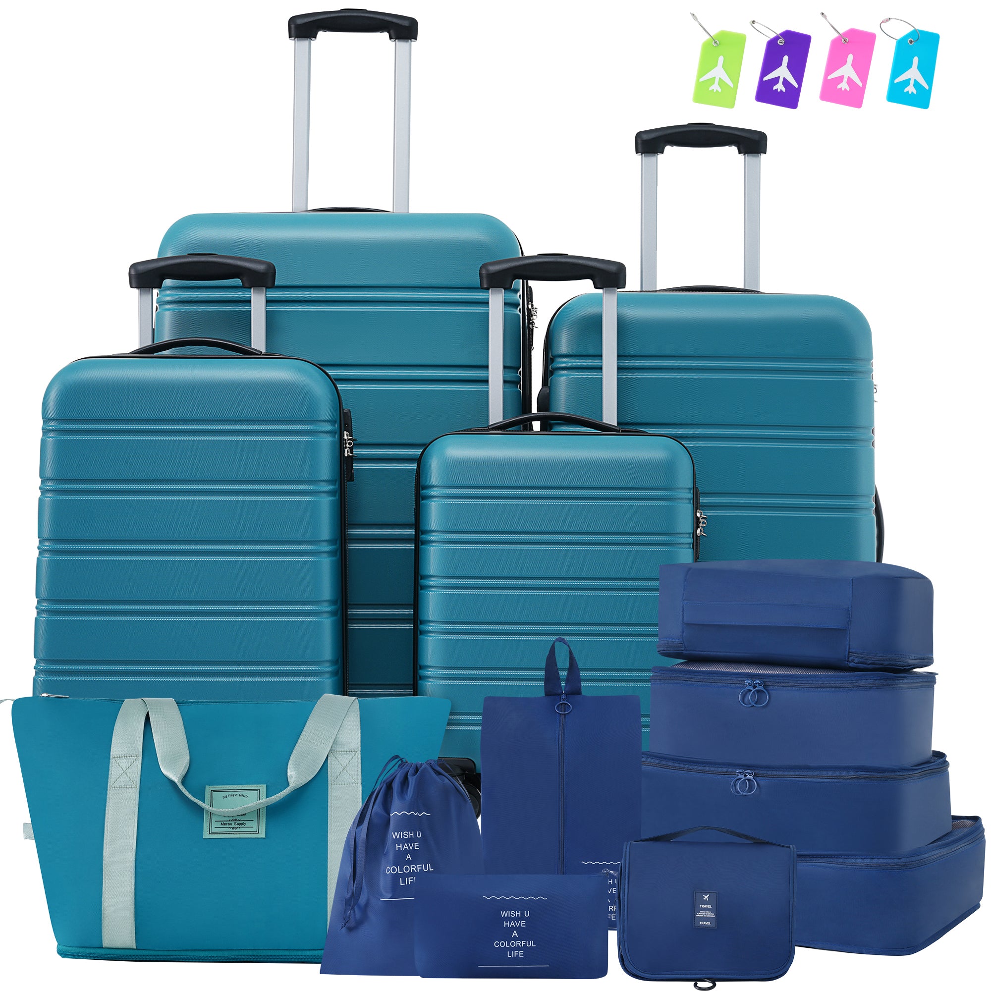 Hardshell Luggage Sets 4 pcs + Bag Spinner Suitcase with TSA Lock Lightweight-16'+20'+24'+28' Luggages