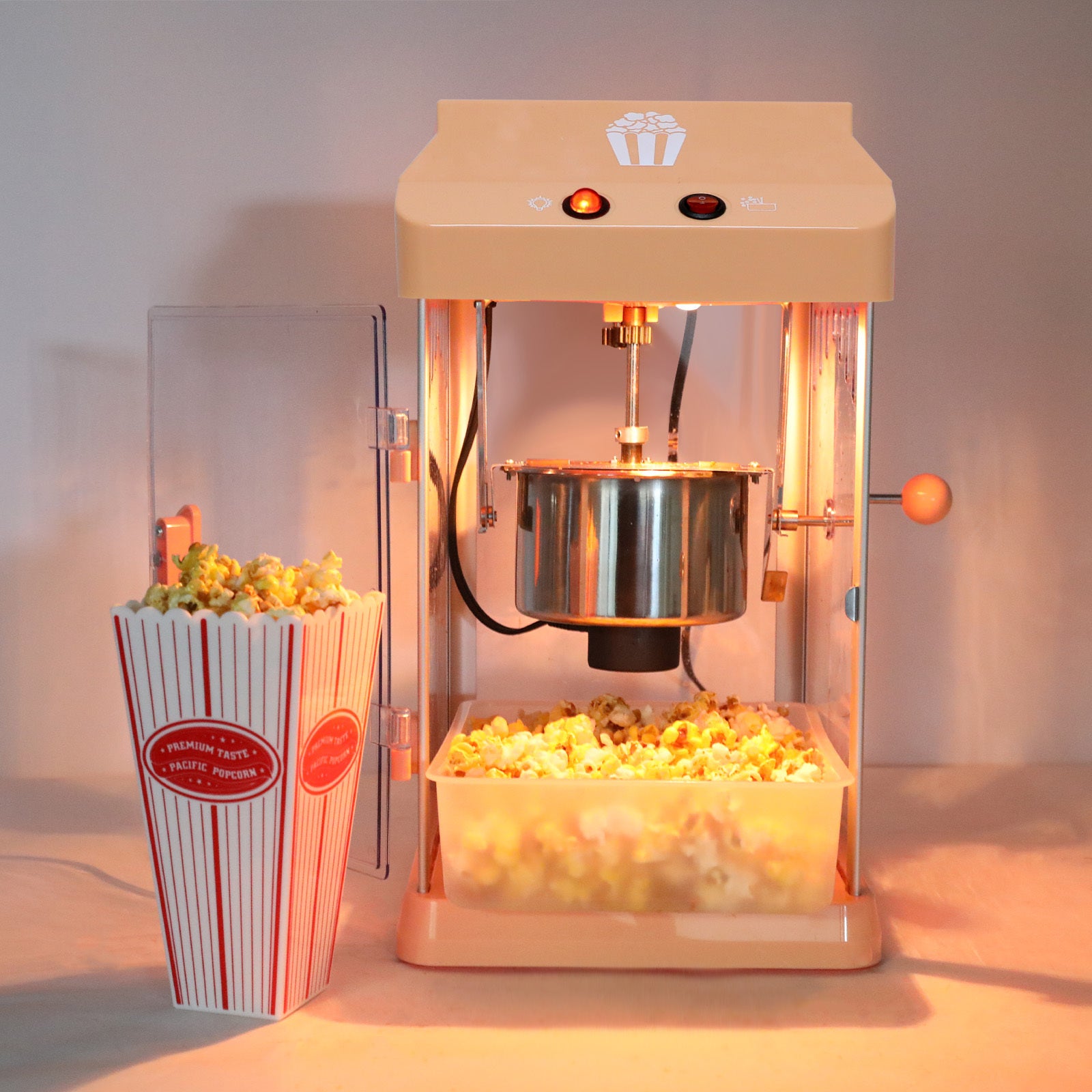 4oz Tabletop Popcorn Machine Popcorn Popper Machine Pop Corn Machine Popcorn Maker With Stainless-Steel Kettle, Measuring Tool and Popcorn Scoop For Home, Family, Movie Night Orange