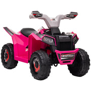 Aosom Kids ATV Quad Car, 6V Four-Wheeler for Kids with Forward Backward Function, Wear-Resistant Wheels for Toddlers Ages 18-36 Months, Pink