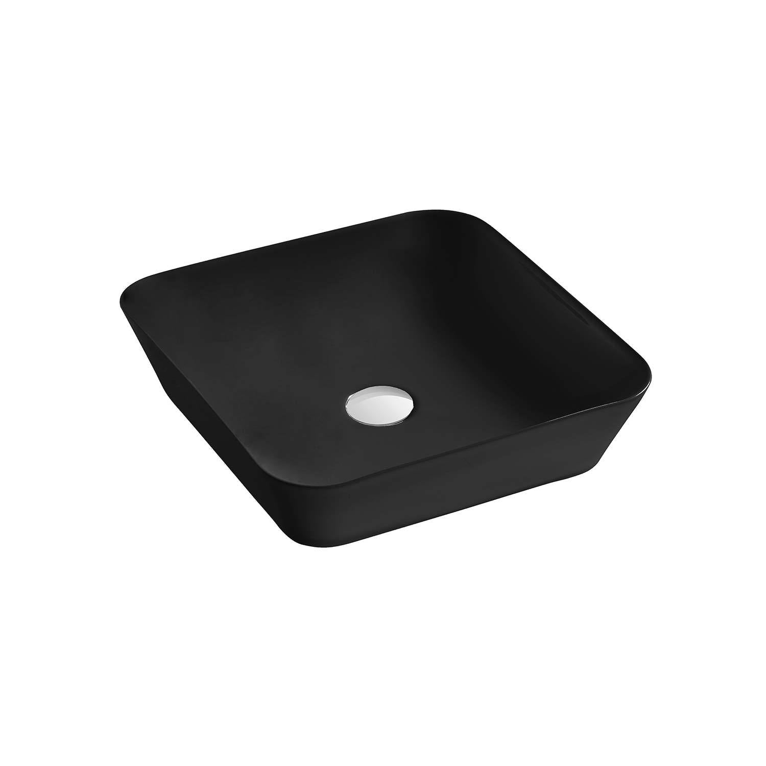 DAX  Ceramic Square Bathroom Vessel Basin Black Matt - (17' x 17')