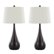 Pebble 29' Contemporary Metal Table Lamp in Oil Rubbed Bronze with White Linen Shade from Grandview Gallery by LumiSource - Set of 2