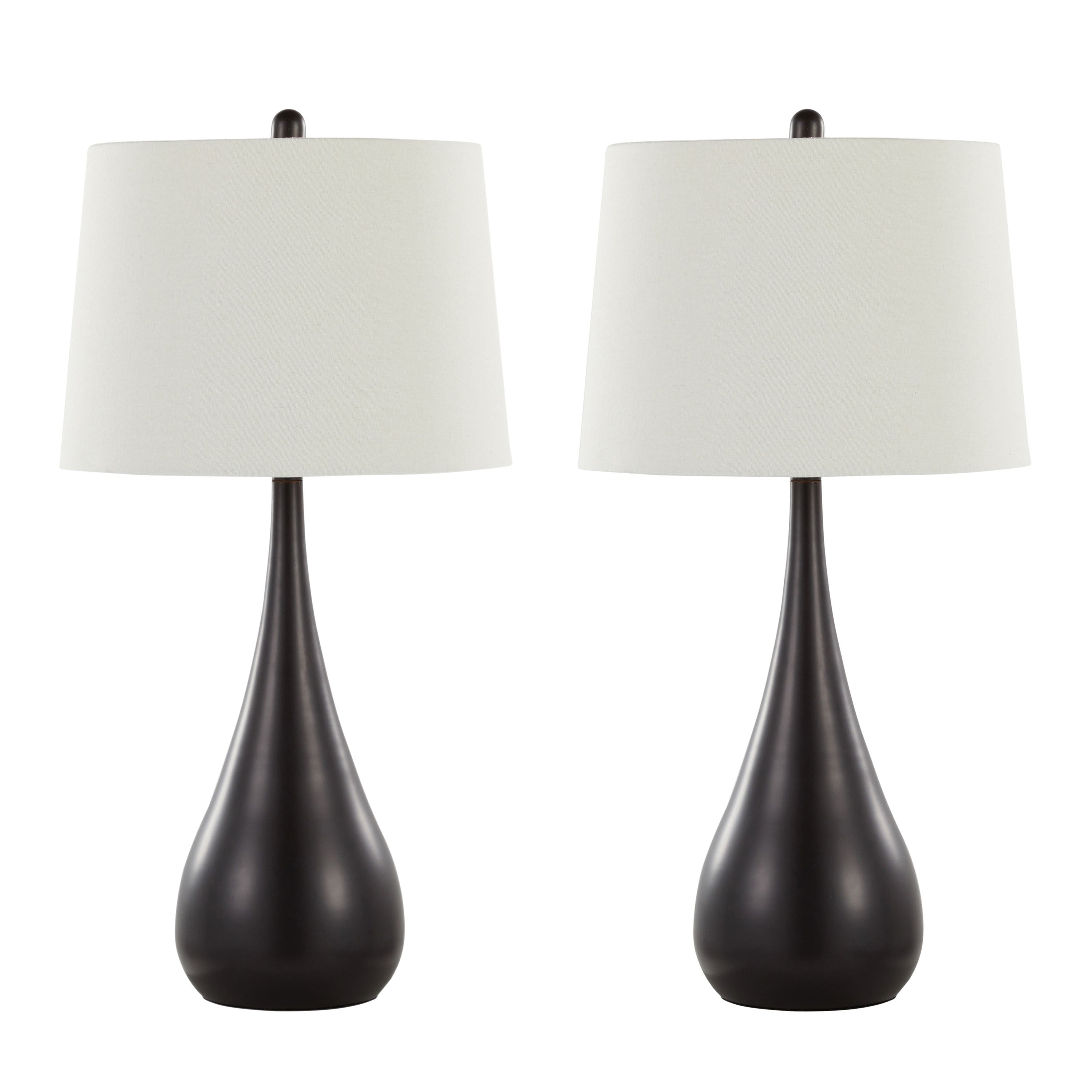 Pebble 29' Contemporary Metal Table Lamp in Oil Rubbed Bronze with White Linen Shade from Grandview Gallery by LumiSource - Set of 2