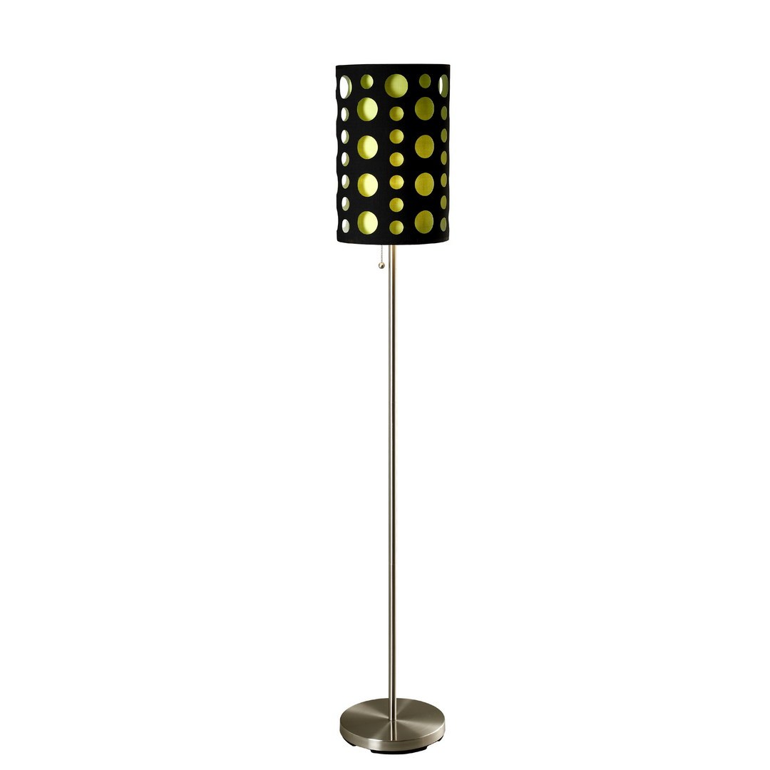 66' Tall Metal Floor Lamp, Retro design with Black and Green Shade