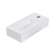 14.57 x 7.28 Inch Modern White Ceramic Rectangle Wall Mount Bathroom Sink with Single Faucet Hole