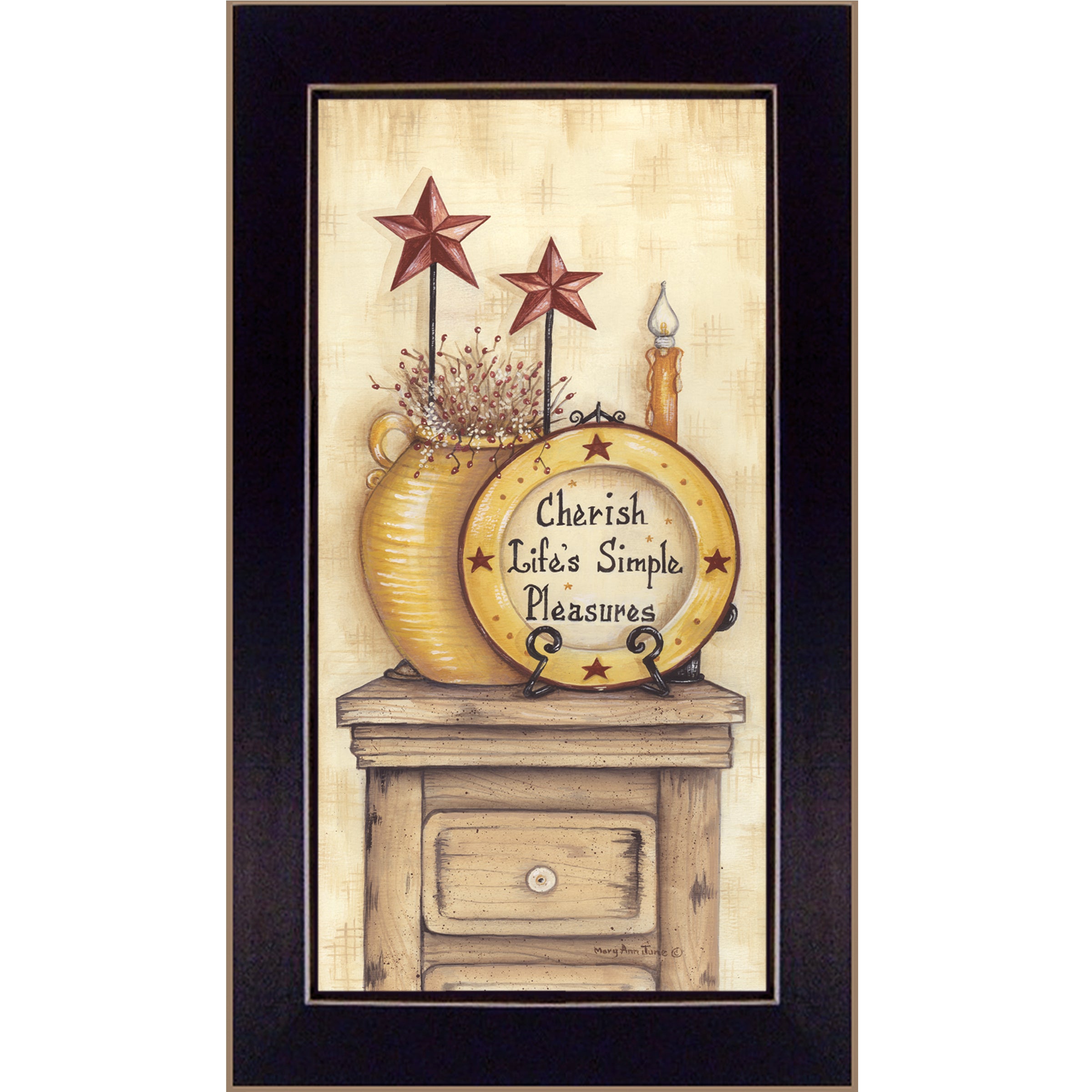 'Simple Pleasures' By Mary June, Printed Wall Art, Ready To Hang Framed Poster, Black Frame