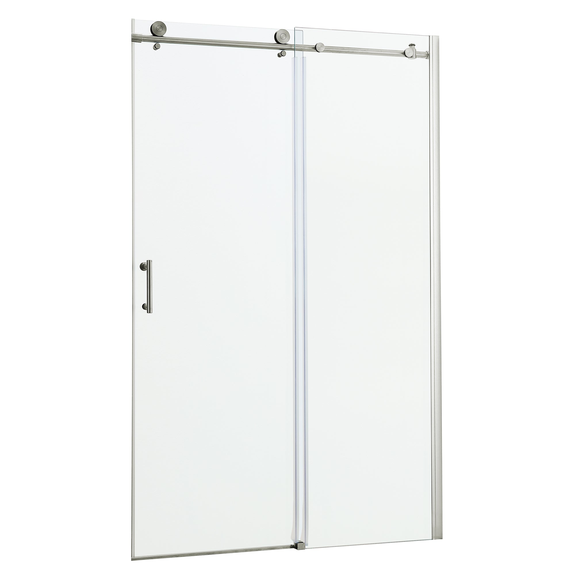 Modern Shower Door 48' W x 76' H Single Sliding Bypass Enclosure, Brushed Nickel, 5/16 in. (8mm) Glass