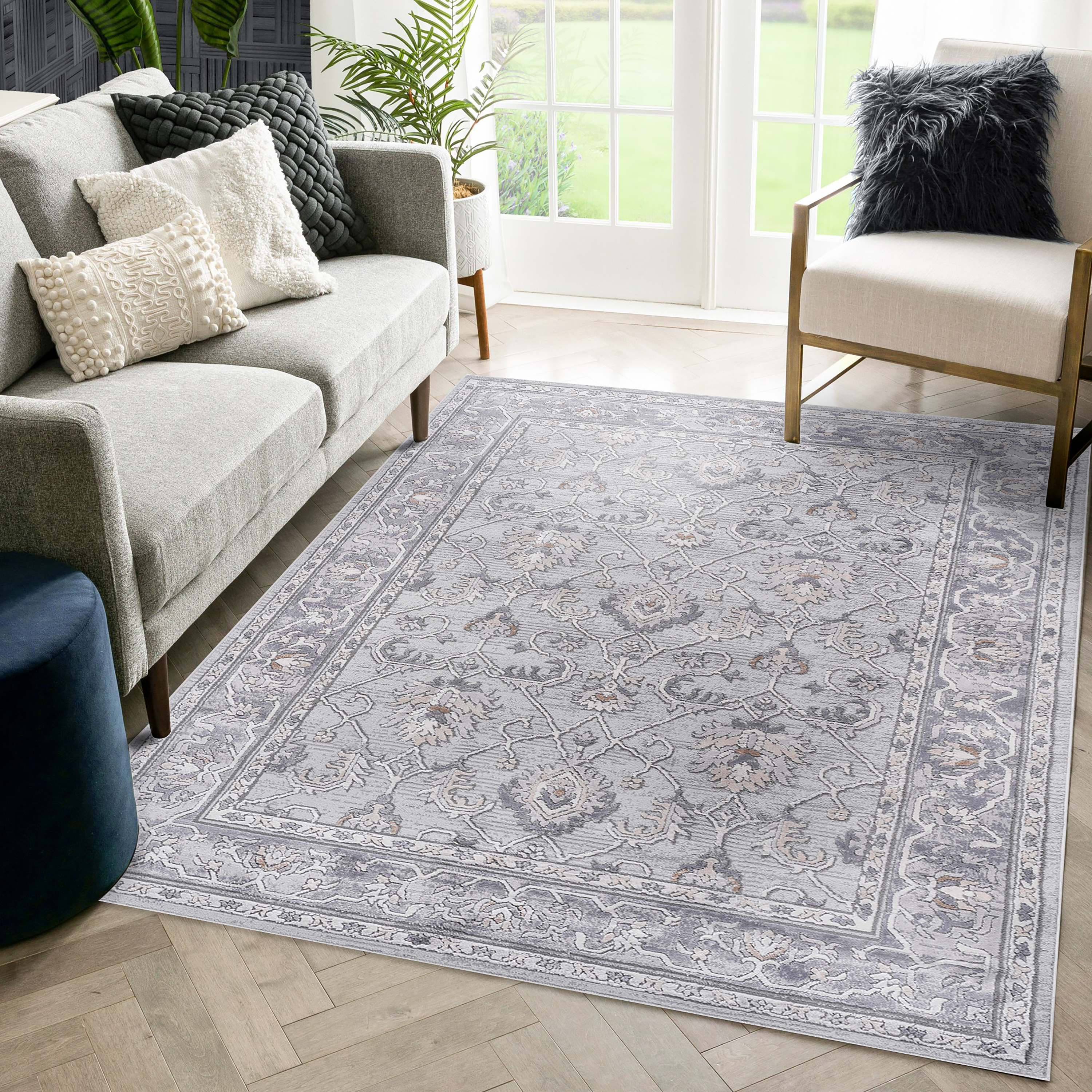 MARFI Collection 6X9 Ivory / Grey / Oriental Area Rug