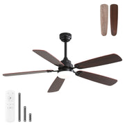 52 Inch Classics Ceiling Fan with Led Light 6 Speed Wind 5 Blades Remote Control DC Motor For Indoor