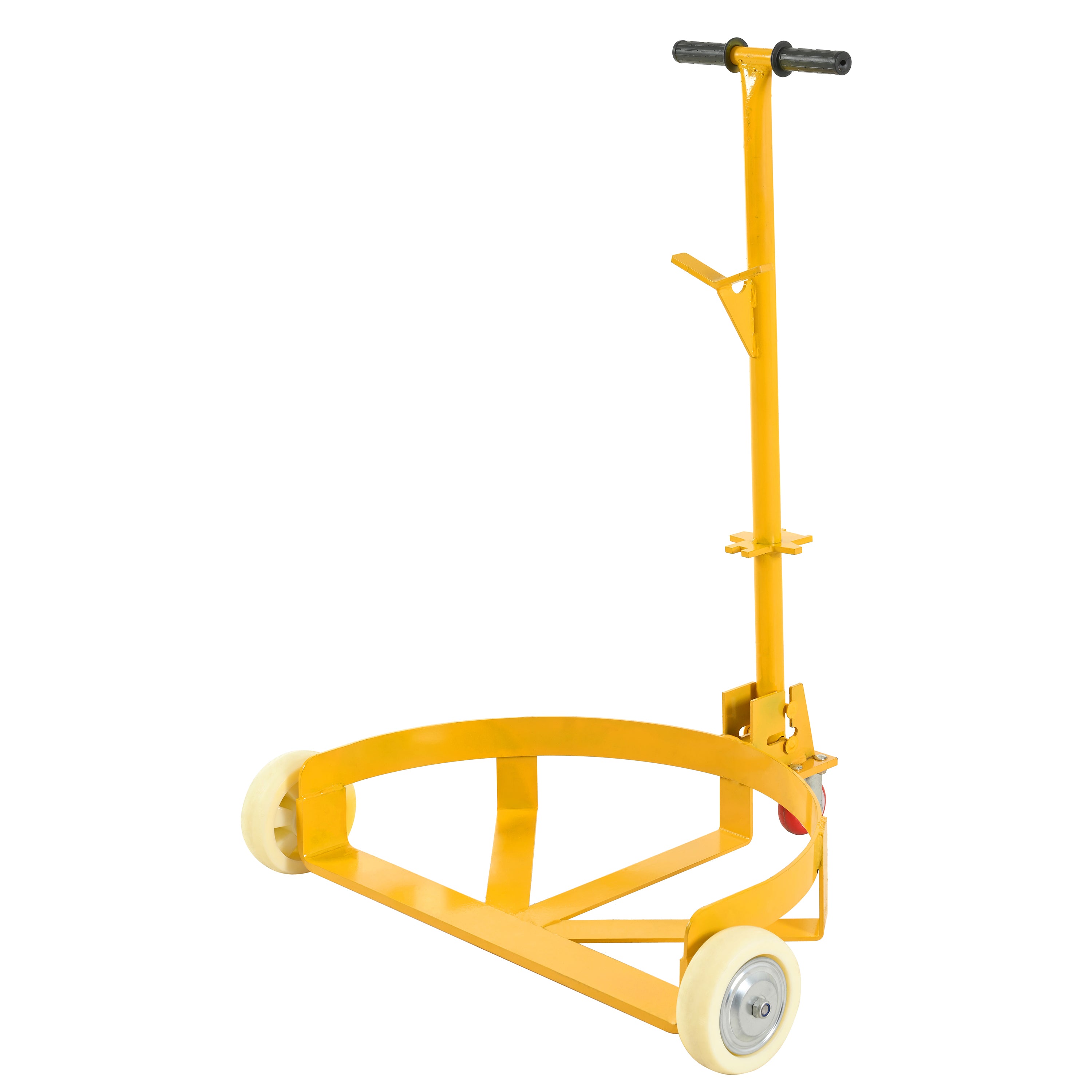 Steel Drum Dolly 55 Gallon Capacity Oil Barrel Mover with PU Wheels - Low Profile Yellow Caddy